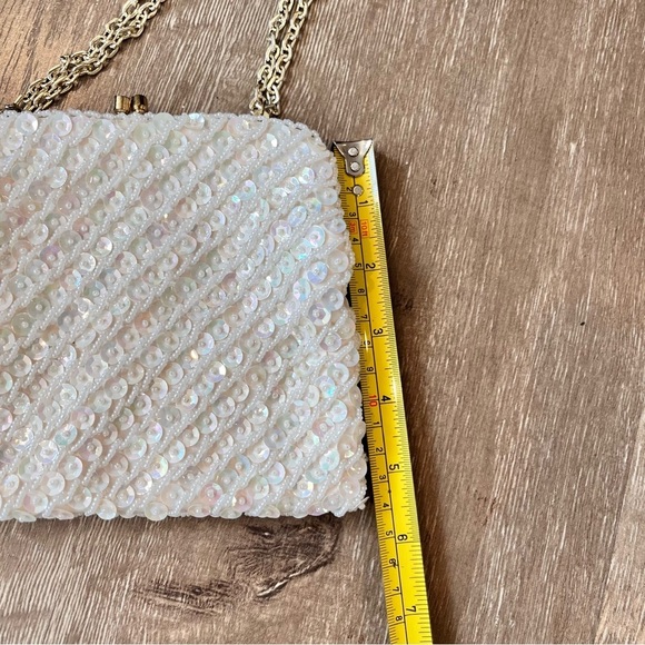 Vintage Glass Beaded Purse Plastic Sequins Rayon Interior Cocktails Party - Picture 9 of 10